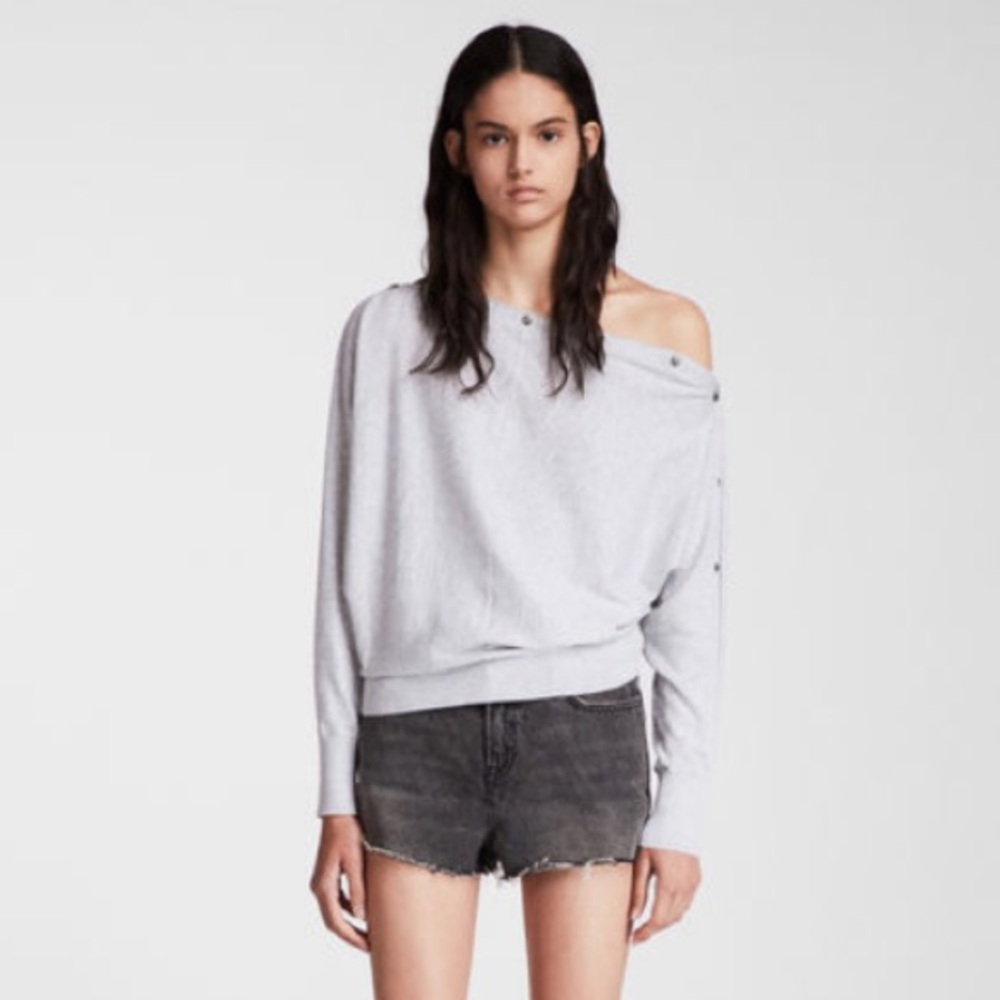 Allsaints Elle Snap-Detail Sweater Top